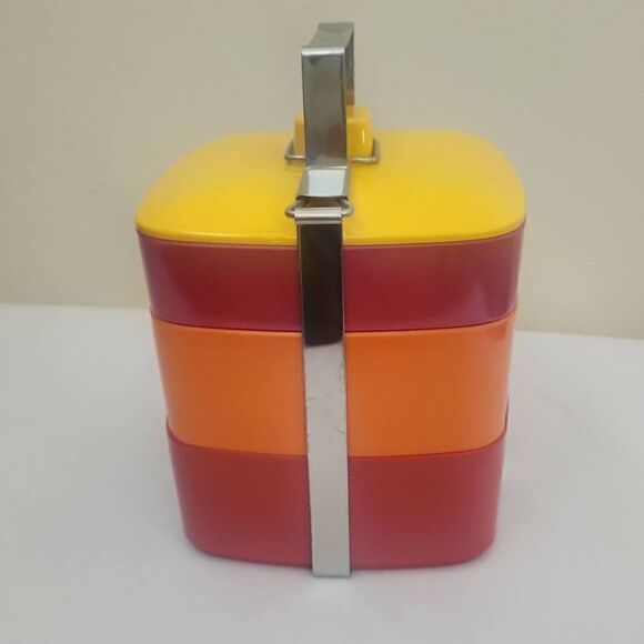 Vintage Gold Fish Brand Mid-Century Modern Melamine Stacking Lunchbox, NEW, NEVE - Picture 4 of 6